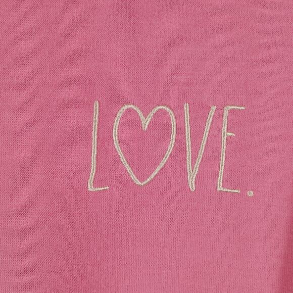 Rae Dunn Sweatshirt Women's Medium Pink LOVE Hi Low Lightweight Super Soft - Picture 4 of 8